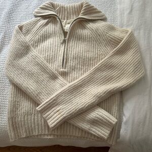Fitted knit zip up sweater